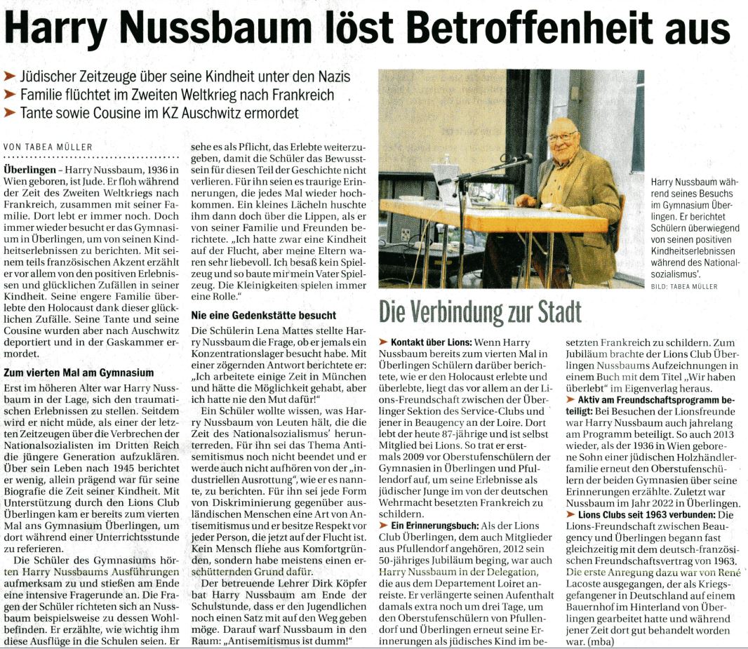 Artikel im SÜDKURIER Überlingen vom 28.10.2023